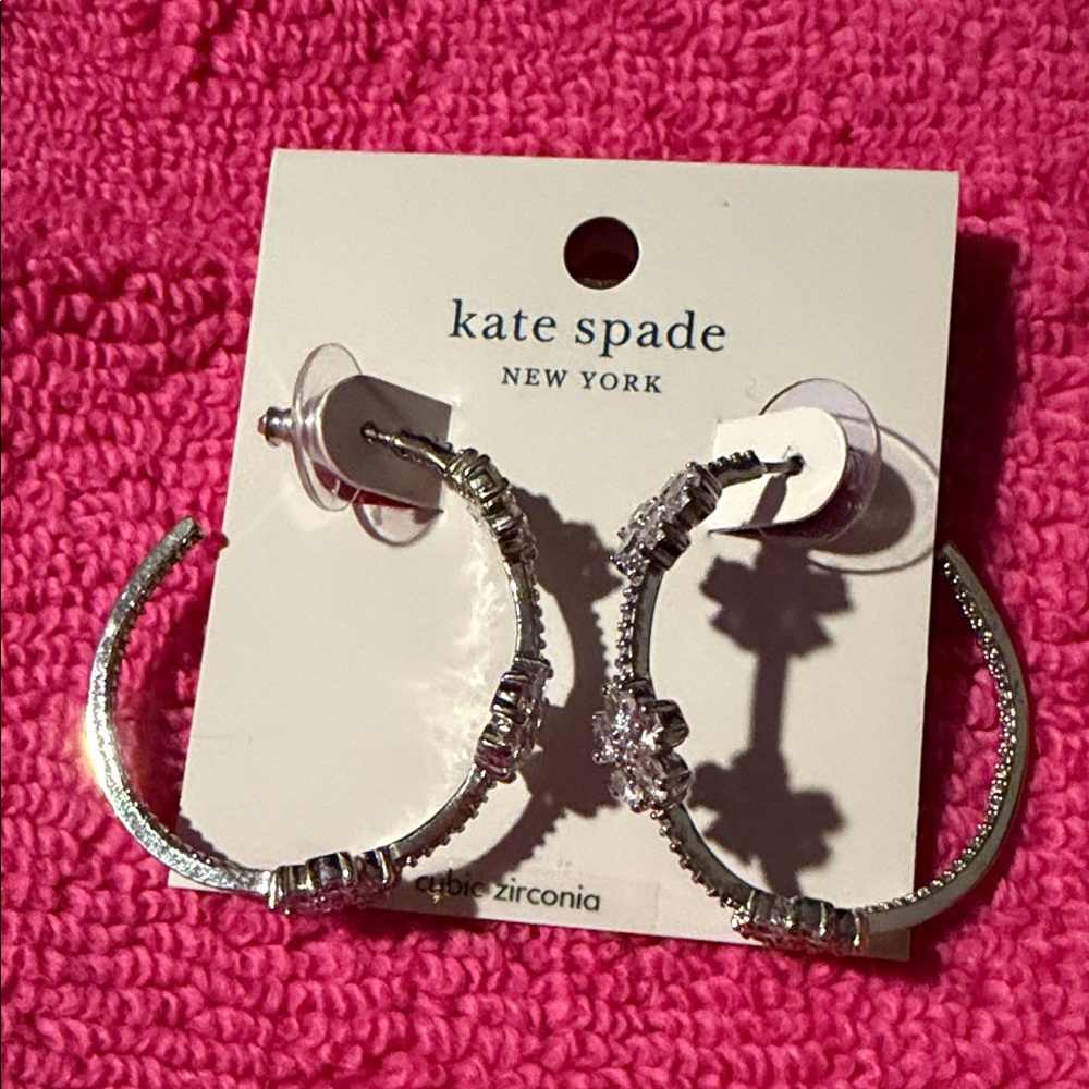 Kate Spade Silver Crystal Hoop Earrings